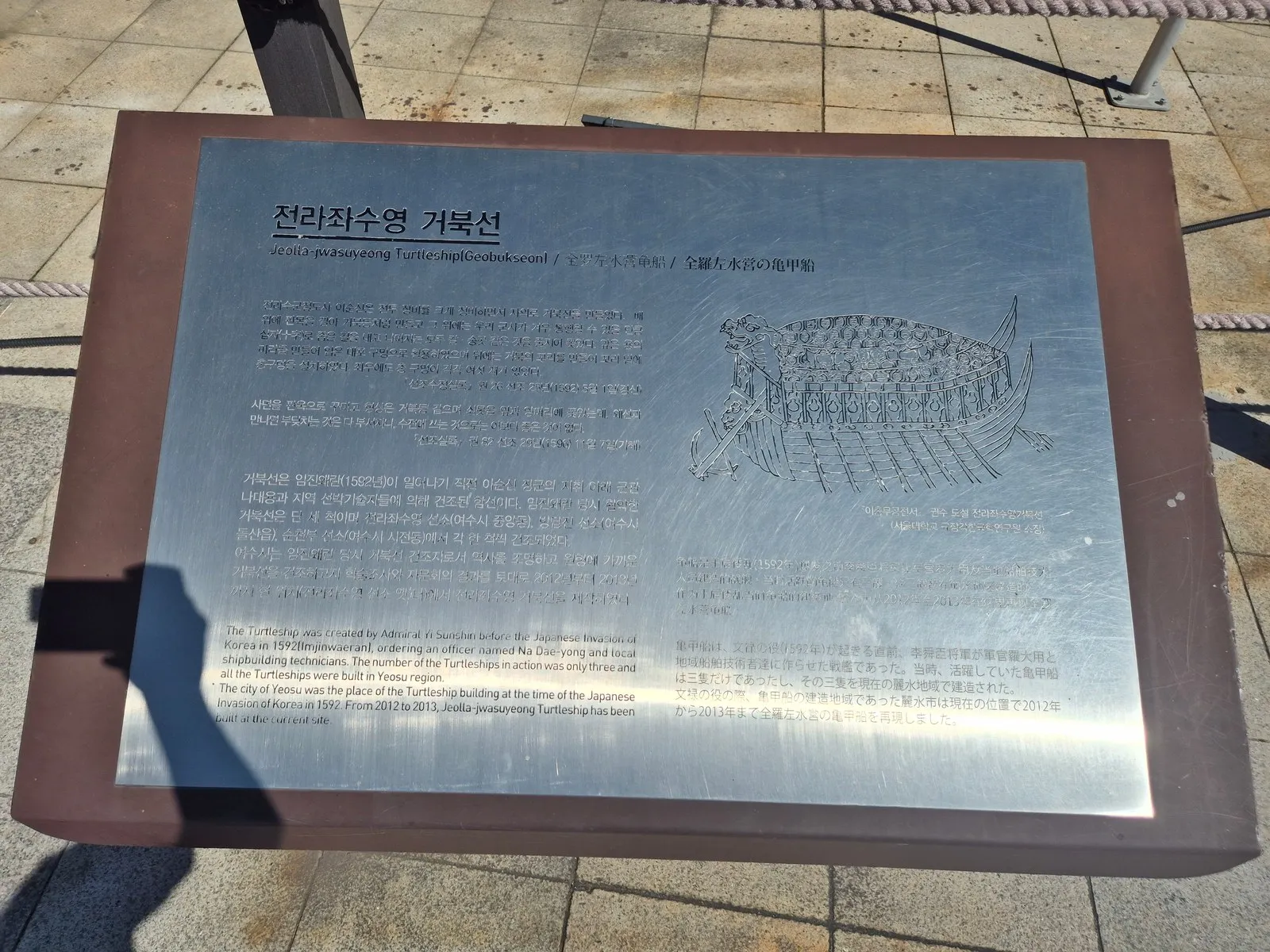 전라좌수영 거북선 동판 안내